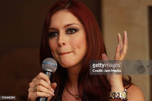 Actress Anais Salazar speaks during the presentation of the H Extremo Magazine at the Castelar Restaurant on March 11, 2010 in Mexico City, Mexico.