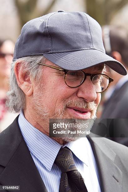 Director Steven Spielberg attends a World War II Memorial Ceremony paying tribute to the vetrans of the Pacific at the National World War II...