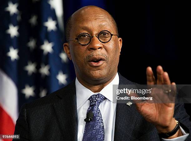 Ron Kirk, U.S. Trade representative, speaks at the Export-Import Bank Conference in Washington, D.C., U.S., on Thursday, March 11, 2010. President...