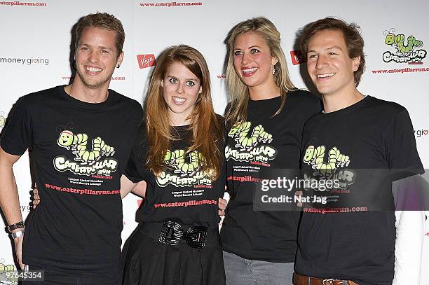 Sam Branson, Princess Beatrice, Holly Branson and Dave Clark attend The Team Caterpillar Fundrasing Party at Kensington Roof Gardens on March 11,...