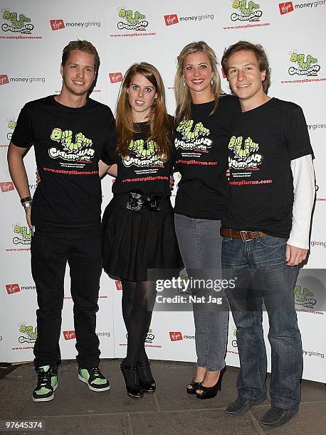 Sam Branson, Princess Beatrice, Holly Branson and Dave Clark attend The Team Caterpillar Fundrasing Party at Kensington Roof Gardens on March 11,...