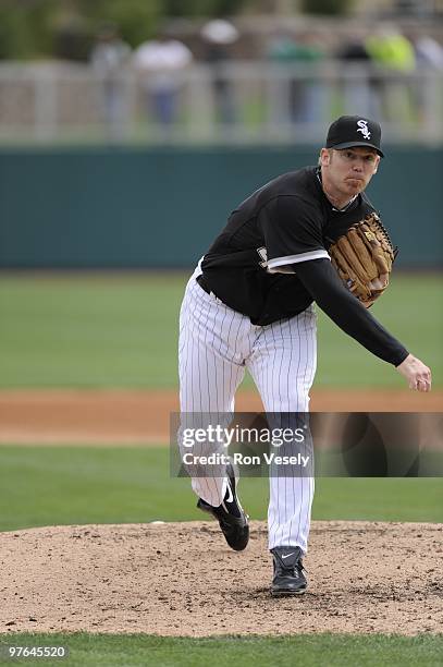 Putz of the Chicago White Sox pitches during a spring training game against the Seattle Mariners on March 8, 2010 at The Ballpark at Camelback Ranch...