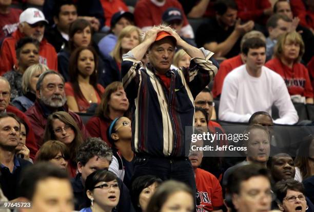 Actor Bill Murray is seen during the Quarterfinals of the Pac-10 Basketball Tournament between the Arizona Wildcats and the UCLA Bruins at Staples...