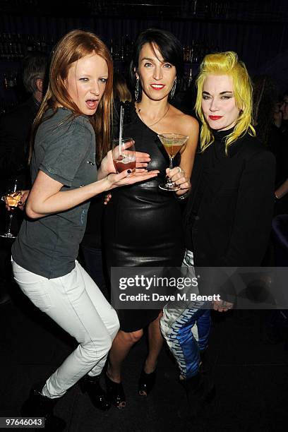 Olivia Inge, Anastasia Webster and Pam Hogg attend the Anastasia Webster birthday party at the launch of the ultimate cocktail list, at the Purple...