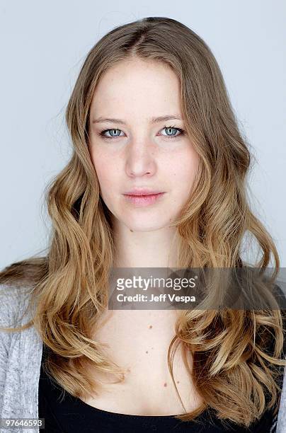 Actress Jennifer Lawrence poses for a portrait during the 2010 Sundance Film Festival held at the WireImage Portrait Studio at The Lift on January...