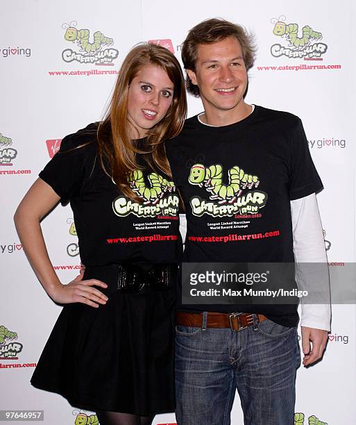 Princess Beatrice of York and boyfriend Dave Clark attend a fundraising party in aid of Team Caterpillar at the Kensington Roof Gardens on March 11,...