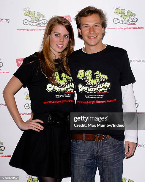 Princess Beatrice of York and boyfriend Dave Clark attend a fundraising party in aid of Team Caterpillar at the Kensington Roof Gardens on March 11,...