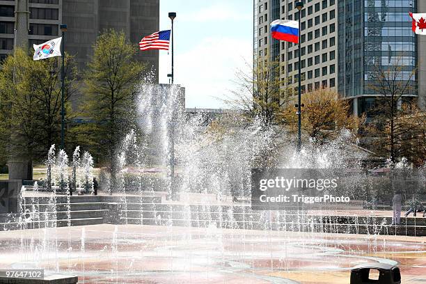 atlanta olympic park - atlanta skyline car stock pictures, royalty-free photos & images