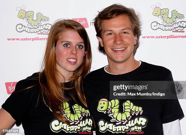 Princess Beatrice of York and boyfriend Dave Clark attend a fundraising party in aid of Team Caterpillar at the Kensington Roof Gardens on March 11,...