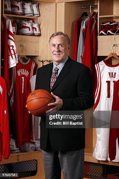 Head coach Rick Adelman of the Houston Rockets poses for a portrait on March 9, 2010 in Houston, Texas. NOTE TO USER: User expressly acknowledges and...