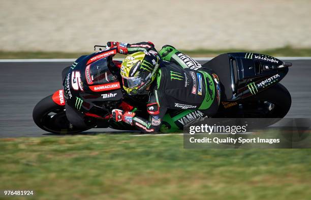 Johann Zarco of France and Monster Yamaha Tech 3 rounds the bend during free practice for the MotoGP of Catalunya at Circuit de Catalunya on at...