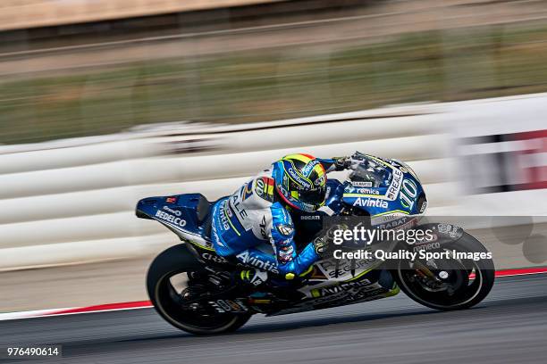 Xavier Simeon of Belgium and Reale Avintia Racing rides during free practice for the MotoGP of Catalunya at Circuit de Catalunya on at Circuit de...