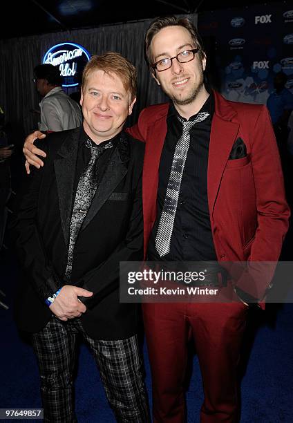 Actors Dave Foley and Timm Sharp arrive at Fox's Meet the Top 12 "American Idol" finalists held at Industry on March 11, 2010 in Los Angeles,...