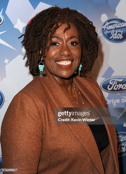 Vocal arranger/coach Debra Byrd arrives at Fox's Meet the Top 12 "American Idol" finalists held at Industry on March 11, 2010 in Los Angeles,...