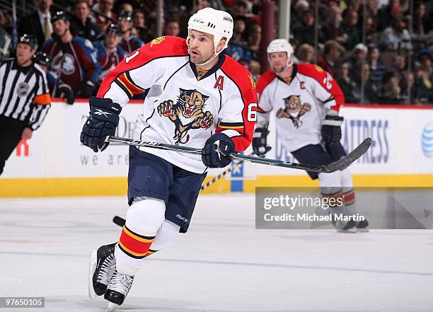 Cory Stillman of the Florida Panthers skates against the Colorado Avalanche at the Pepsi Center on March 11, 2010 in Denver, Colorado.