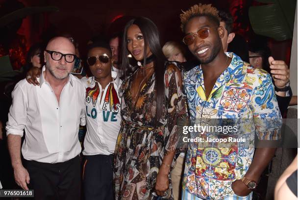 Domenico Dolce, Wiz Kid, Naomi Campbell and Tinie Tempah attend Dolce & Gabbana Naked King secret show at Milan Men's Fashion Week Spring/Summer 2019...