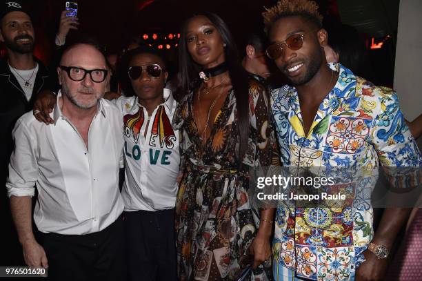 Domenico Dolce, Wiz Kid, Naomi Campbell and Tinie Tempah attend Dolce & Gabbana Naked King secret show at Milan Men's Fashion Week Spring/Summer 2019...