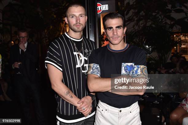 Marcus Butler and Carlo Sestini attend Dolce & Gabbana Naked King secret show at Milan Men's Fashion Week Spring/Summer 2019 on June 16, 2018 in...