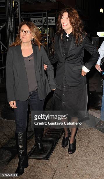 Director Nicole Holofcener and Catherine Keener attend the premiere of ''Please Give'' during the Miami International Film Festival 2010 at the...