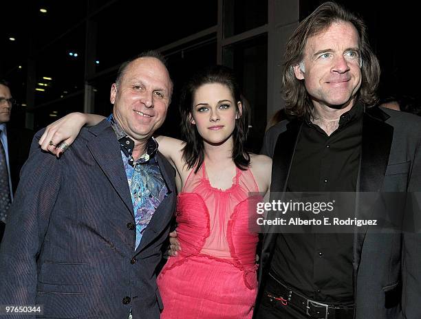 Of Apparition Bob Berney, actress Kristen Stewart, and producer William Pohlad arrive at the premiere of Apparition's "The Runaways" held at ArcLight...