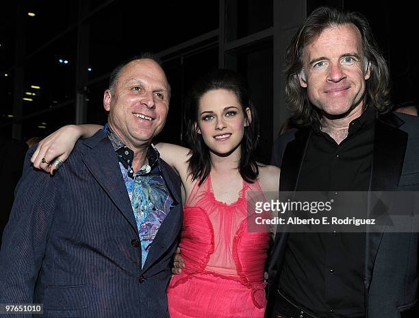 Of Apparition Bob Berney, actress Kristen Stewart, and producer William Pohlad arrive at the premiere of Apparition's "The Runaways" held at ArcLight...
