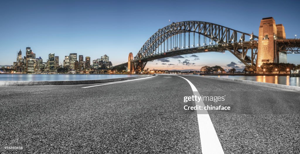 Urban road by Sydney Harbor Bridge