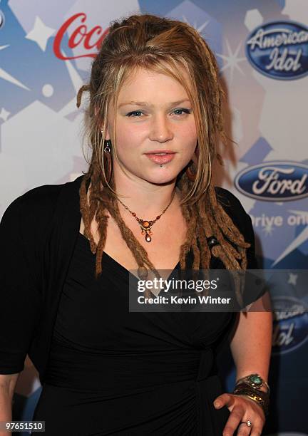 Contestant Crystal Bowersox arrives at Fox's Meet the Top 12 "American Idol" finalists held at Industry on March 11, 2010 in Los Angeles, California.