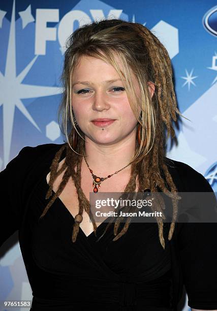 Contestant Crystal Bowersox arrives at Fox's Meet The Top 12 "American Idol" Finalists at Industry on March 11, 2010 in Los Angeles, California.