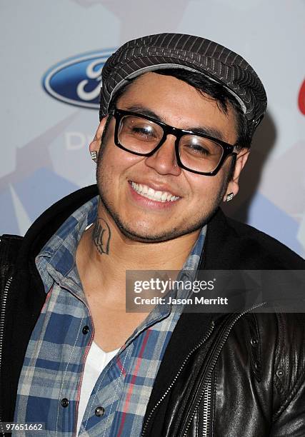 Contestant Andrew Garcia arrives at Fox's Meet The Top 12 "American Idol" Finalists at Industry on March 11, 2010 in Los Angeles, California.