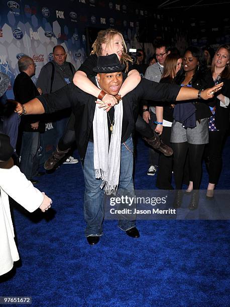 Contestants Crystal Bowersox and Michael Lynche arrive at Fox's Meet The Top 12 "American Idol" Finalists at Industry on March 11, 2010 in Los...