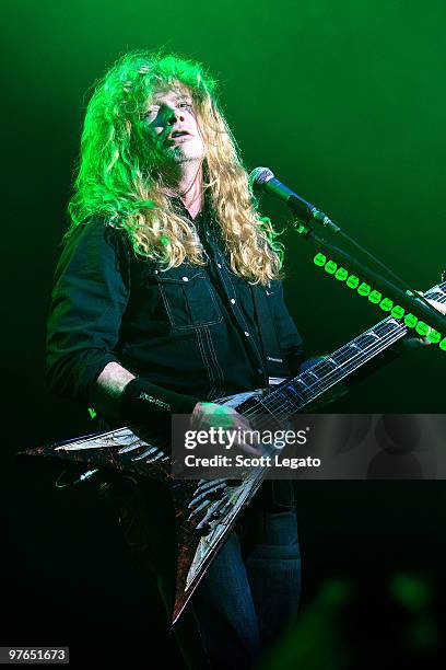 Dave Mustaine of Megadeth performs at the Egyptian Room, Murat Centre on March 11, 2010 in Indianapolis, Indiana.