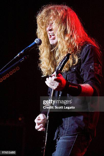 Dave Mustaine of Megadeth performs at the Egyptian Room, Murat Centre on March 11, 2010 in Indianapolis, Indiana.