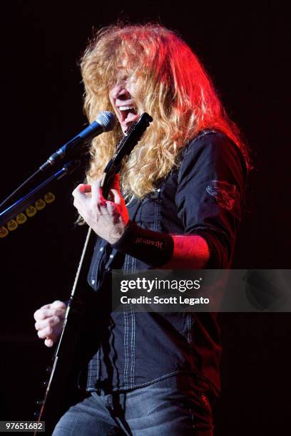 Dave Mustaine of Megadeth performs at the Egyptian Room, Murat Centre on March 11, 2010 in Indianapolis, Indiana.