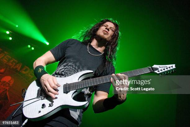 Chris Broderick of Megadeth performs at the Egyptian Room, Murat Centre on March 11, 2010 in Indianapolis, Indiana.