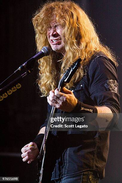 Dave Mustaine of Megadeth performs at the Egyptian Room, Murat Centre on March 11, 2010 in Indianapolis, Indiana.