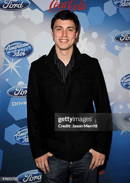 Actor John Francis Daley arrives at Fox's Meet The Top 12 "American Idol" Finalists at Industry on March 11, 2010 in Los Angeles, California.