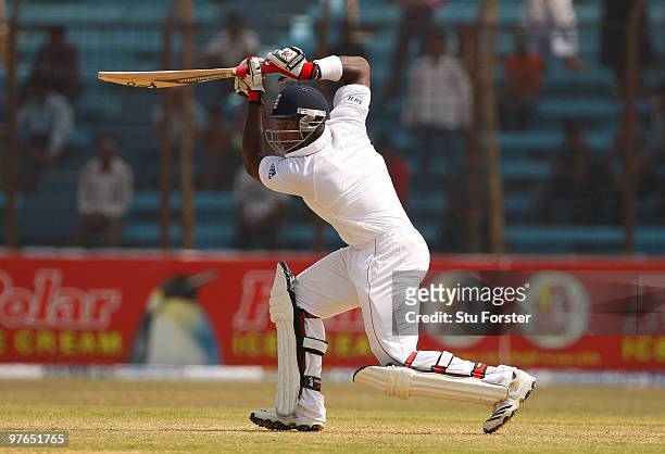 England batsman Michael Carberry picks up some runs on his test match debut during day one of the 1st Test match between Bangladesh and England at...