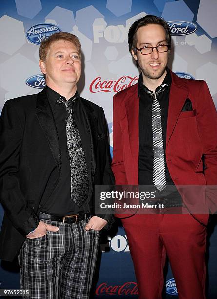 Actors Dave Foley and Timm Sharp arrives at Fox's Meet The Top 12 "American Idol" Finalists at Industry on March 11, 2010 in Los Angeles, California.