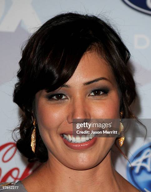 Actress Michaela Conlin arrives at Fox's Meet The Top 12 "American Idol" Finalists at Industry on March 11, 2010 in Los Angeles, California.