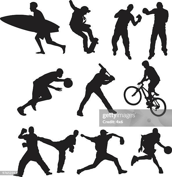 all action sports heroes - baseball pitcher isolated stock illustrations