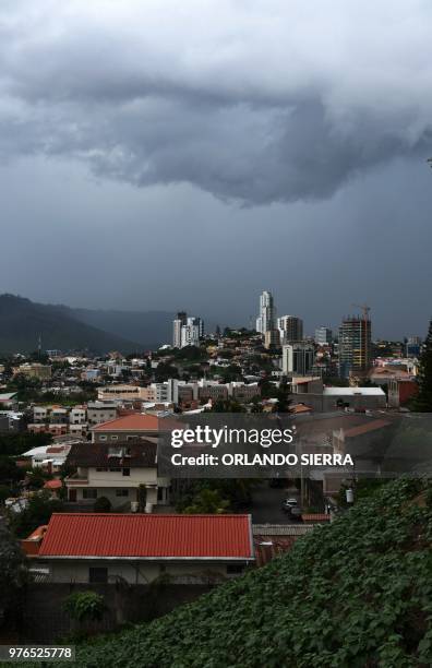 Storm approaches Tegucigalpa on June 16, 2018.