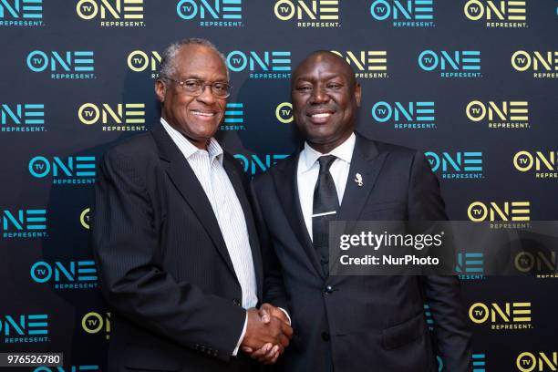 Benjamin Crump , ESQ., Evidence of Innocence host and civil rights attorney, and his Father-in-law George Brown, attend the screening of TV Ones...