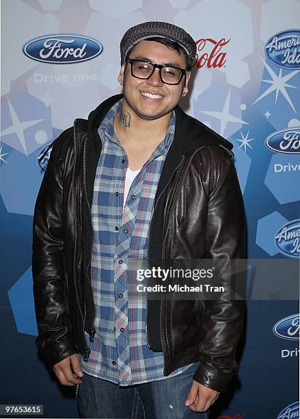 Andrew Garcia arrives to the "American Idol" - Top 12 party held at Industry on March 11, 2010 in Los Angeles, California.