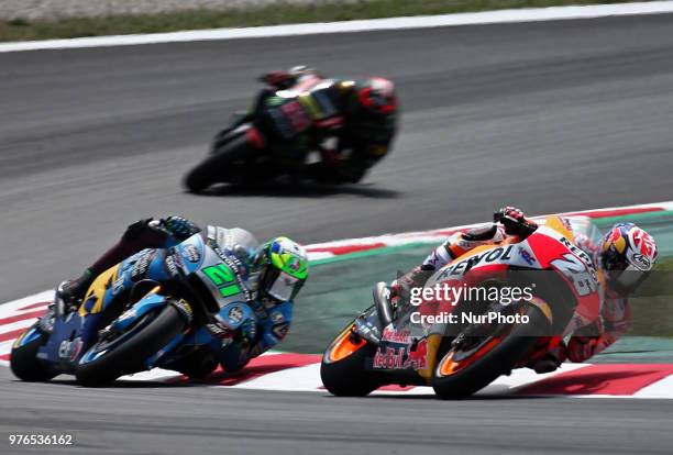 Dani Pedrosa and Franco Morbidelli during the qualifying of the GP Catalunya Moto GP on 16th June in Barcelona, Spain. Photo: Mikel...