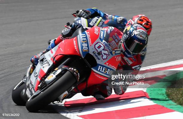 Andrea Dovizioso and Aleix Espargaro during the qualifying of the GP Catalunya Moto GP on 16th June in Barcelona, Spain. Photo: Mikel...