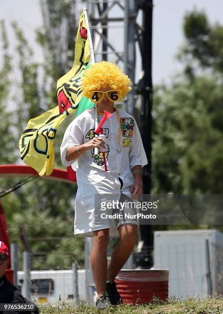 Valentino Rossi supporter during the qualifying, on 16th June in Barcelona, Spain. Photo: Mikel Trigueros/Urbanandsport /NurPhoto --