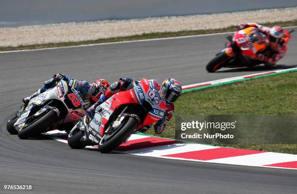 Andrea Dovizioso , Tito Rabat and Alex Marquez during the qualifying of the GP Catalunya Moto GP on 16th June in Barcelona, Spain. Photo: Mikel...