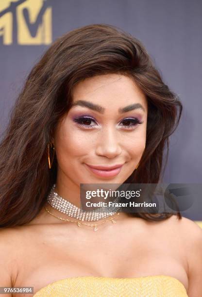 Internet personality Eva Gutowski attends the 2018 MTV Movie And TV Awards at Barker Hangar on June 16, 2018 in Santa Monica, California.