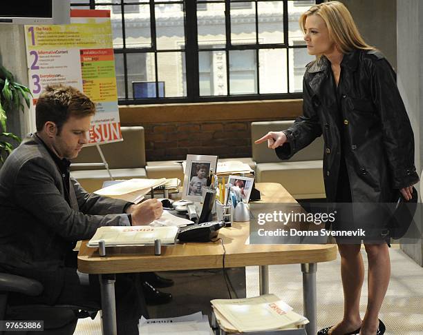 Trevor St. John and Gina Tognoni in a scene that airs the week of March 15, 2010 on Disney General Entertainment Content via Getty Images Daytime's...