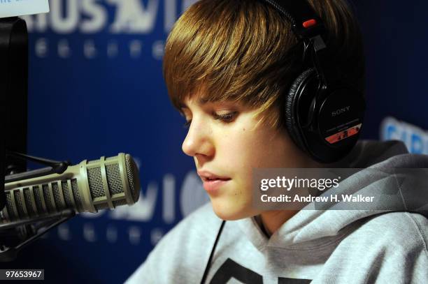 Justin Bieber visits SIRIUS XM Studio on March 11, 2010 in New York, New York.